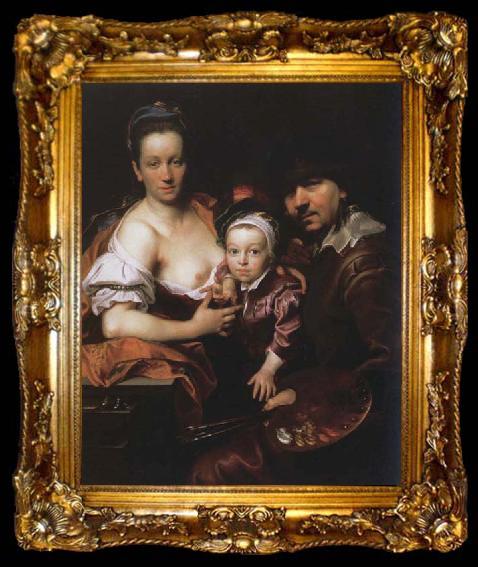 framed  Johann kupetzky Portrait of the Artist with his Wife and Son, ta009-2